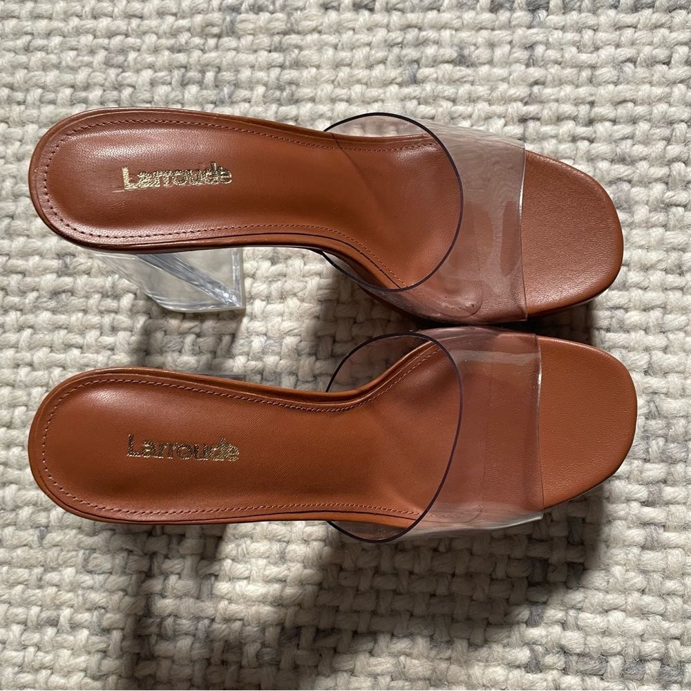 NEW Larroude Carmel Dolly Lucite Platform Mules 6.5 - Picture 3 of 6